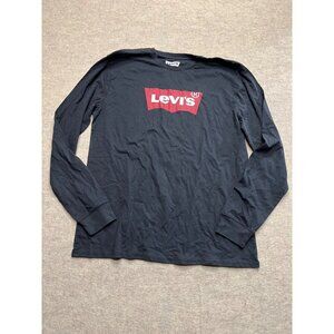 Levi's Red Tab Logo Black Long Sleeve Crewneck T-shirt Size XL